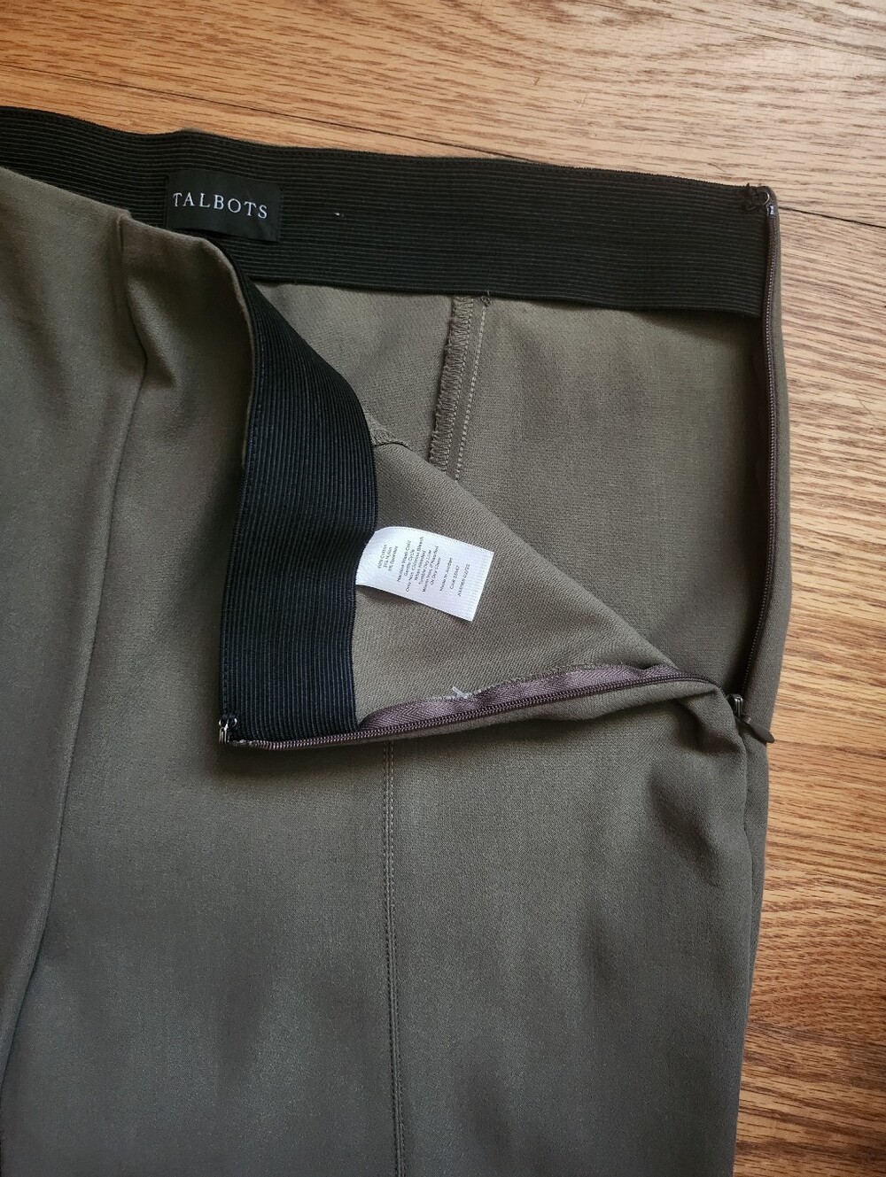 Talbots Portland Pants Slim Leg Cotton Blend Olive Green Size 12 - Picture 7 of 14